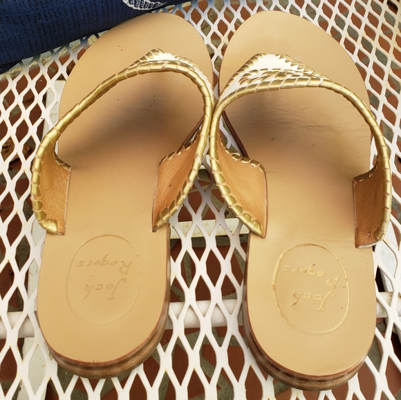 EUC Jack Rogers Gold Blair Sandals in Original Box - Picture 5 of 8